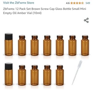 7 Amber Vials 10ml with Screw Top
